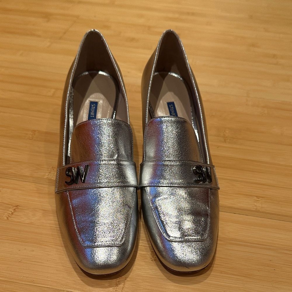 Stuart Weitzman Metallic Silver Flats